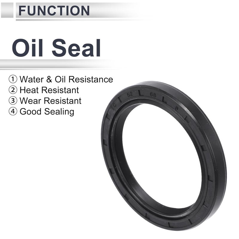 RATCHROLL Universal Oil Seal TC Double Lip W Steel Spring Seal Ring Rotary Shaft Seal 52x68x8mm High Pressure NBR Rubber Black 5 Pcs - Image 3